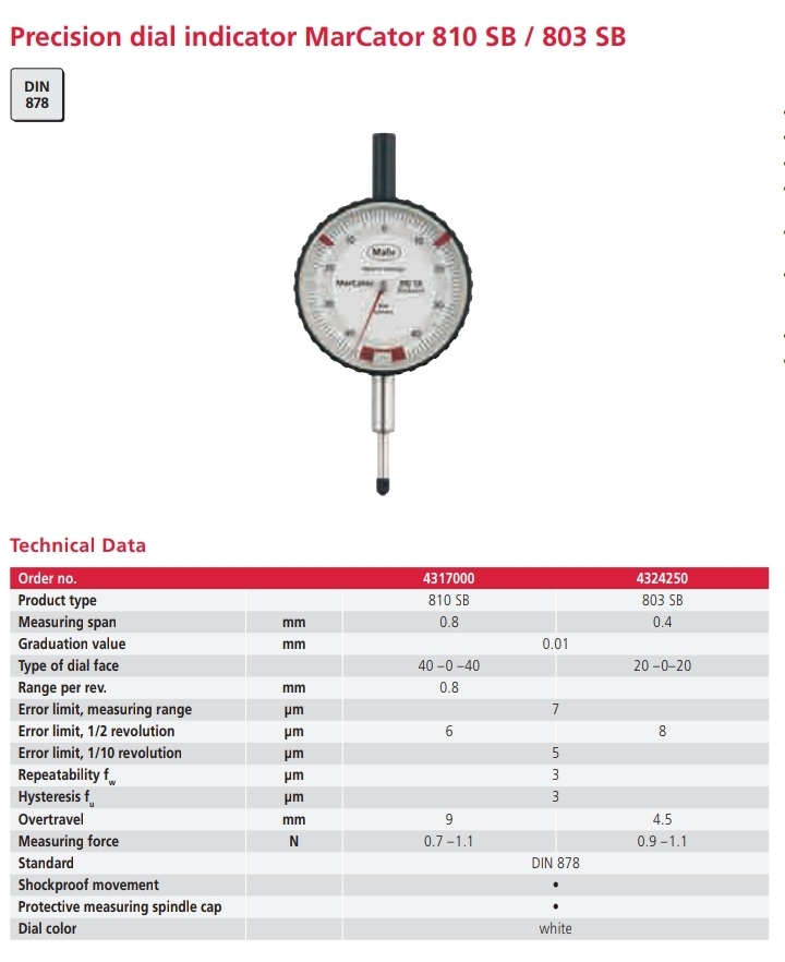 Dial Indicator 810 SB / 803 SB