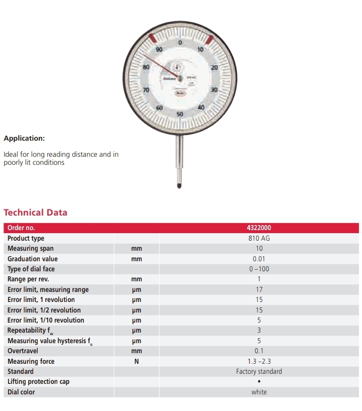 Large Dial Indicator 810 AG