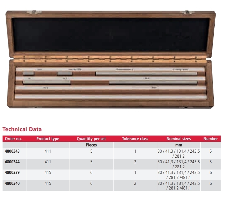 Rectangular Gage Block Set made of Steel 411 / 415