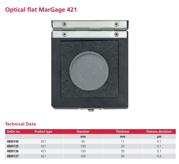 Optical flat MarGage 421