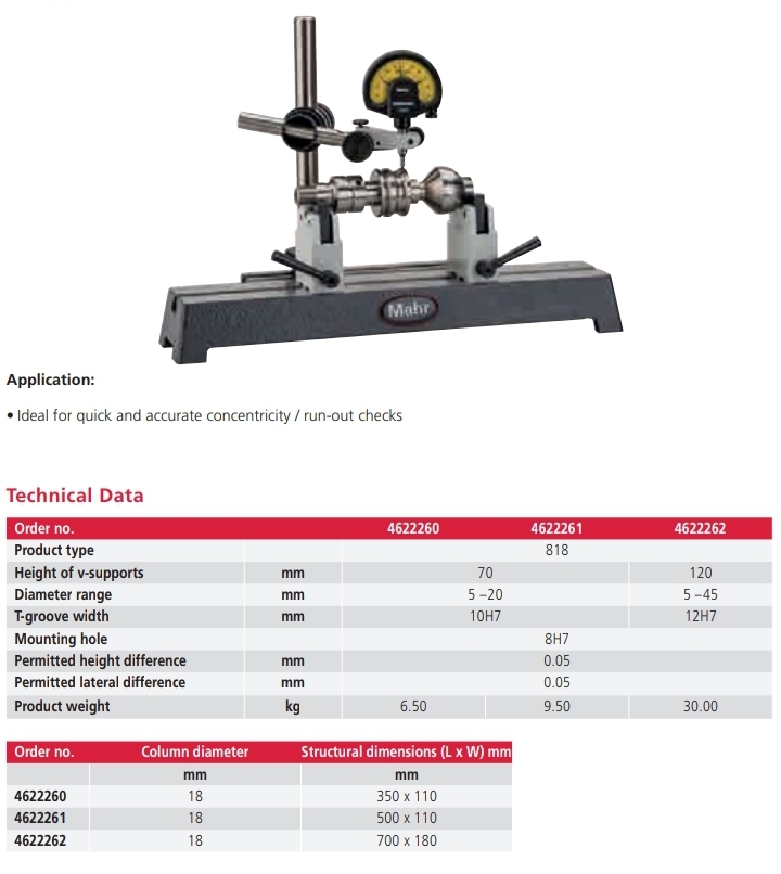 Center Bench with V-support 818
