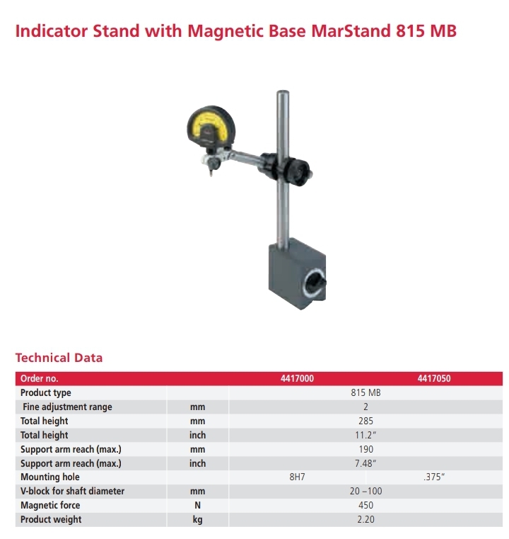 Indicator Stand with Magnetic Base 815 MB