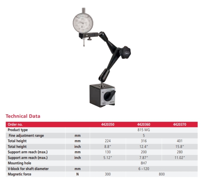 Indicator Stand with Magnetic Base 815 MG