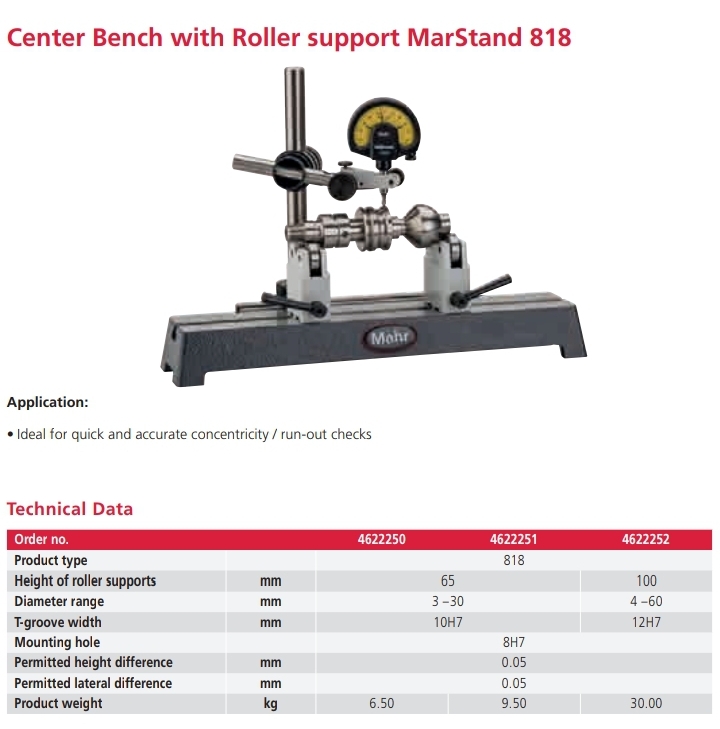 Center Bench with Roller support 818