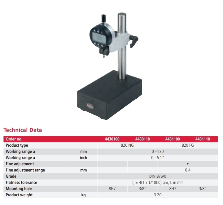 Small Comparator Stand, Plate made of granite 820 NG / 820 FG