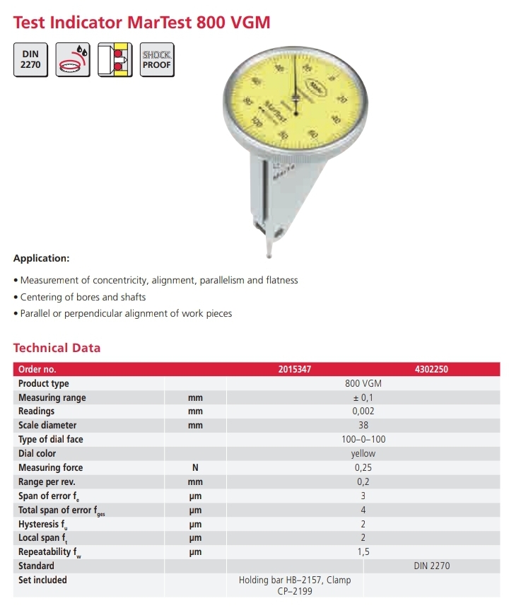 Test Indicator 800 VGM