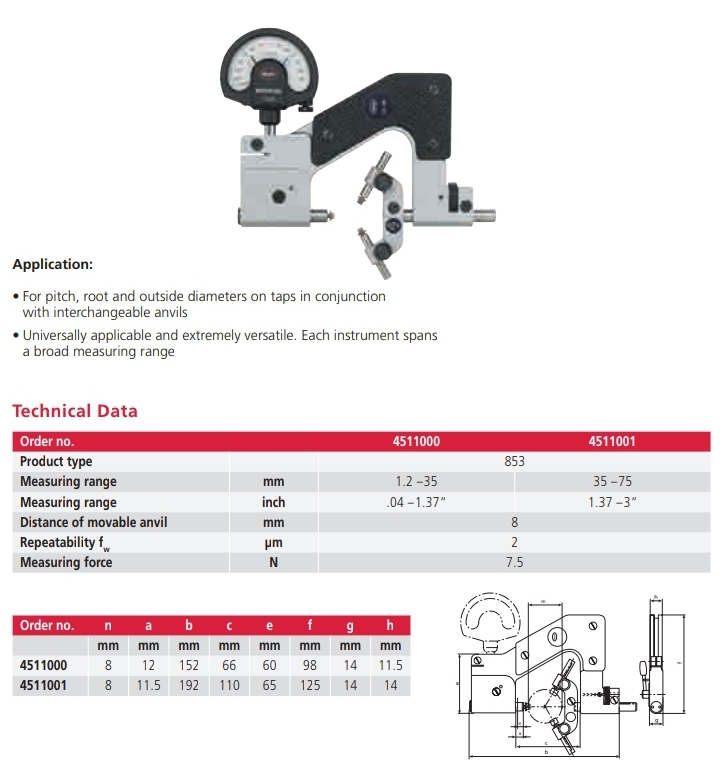 Indicating thread snap gage 853
