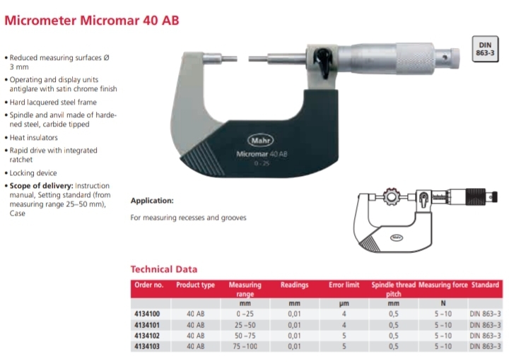 Micrometer Micromar 40 AB
