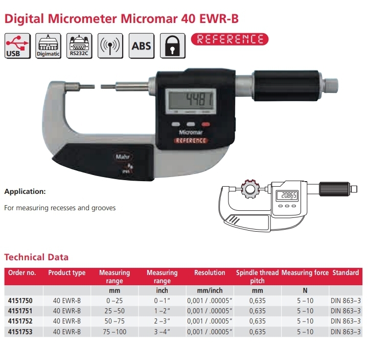 Digital Micrometer Micromar 40 EWR-B