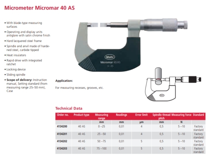 Micrometer Micromar 40 AS