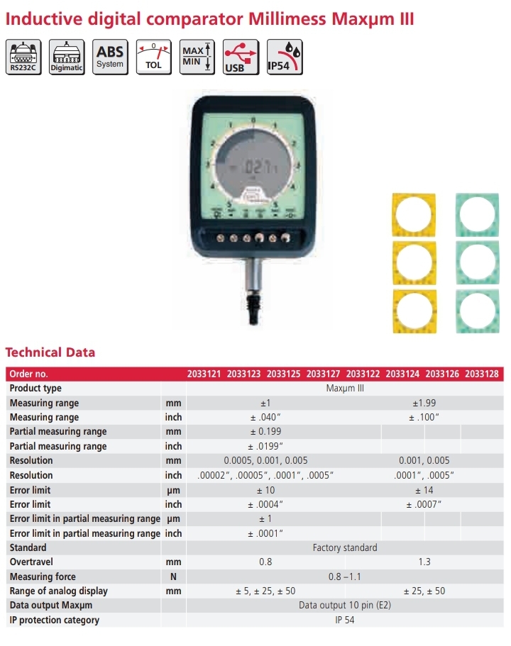 Inductive digital comparator Millimess Maxµm III