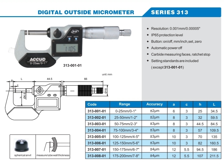 Digital Outside Micrometer 313